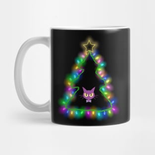 purple cat christmas tree light Mug